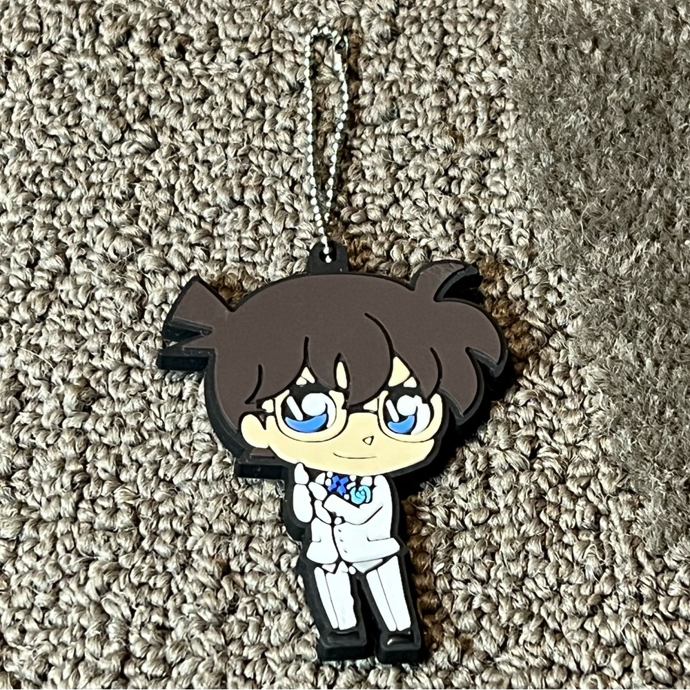 Detective Conan Case Closed Conan Edogawa White Suit Rubber Keychain Anime Japan